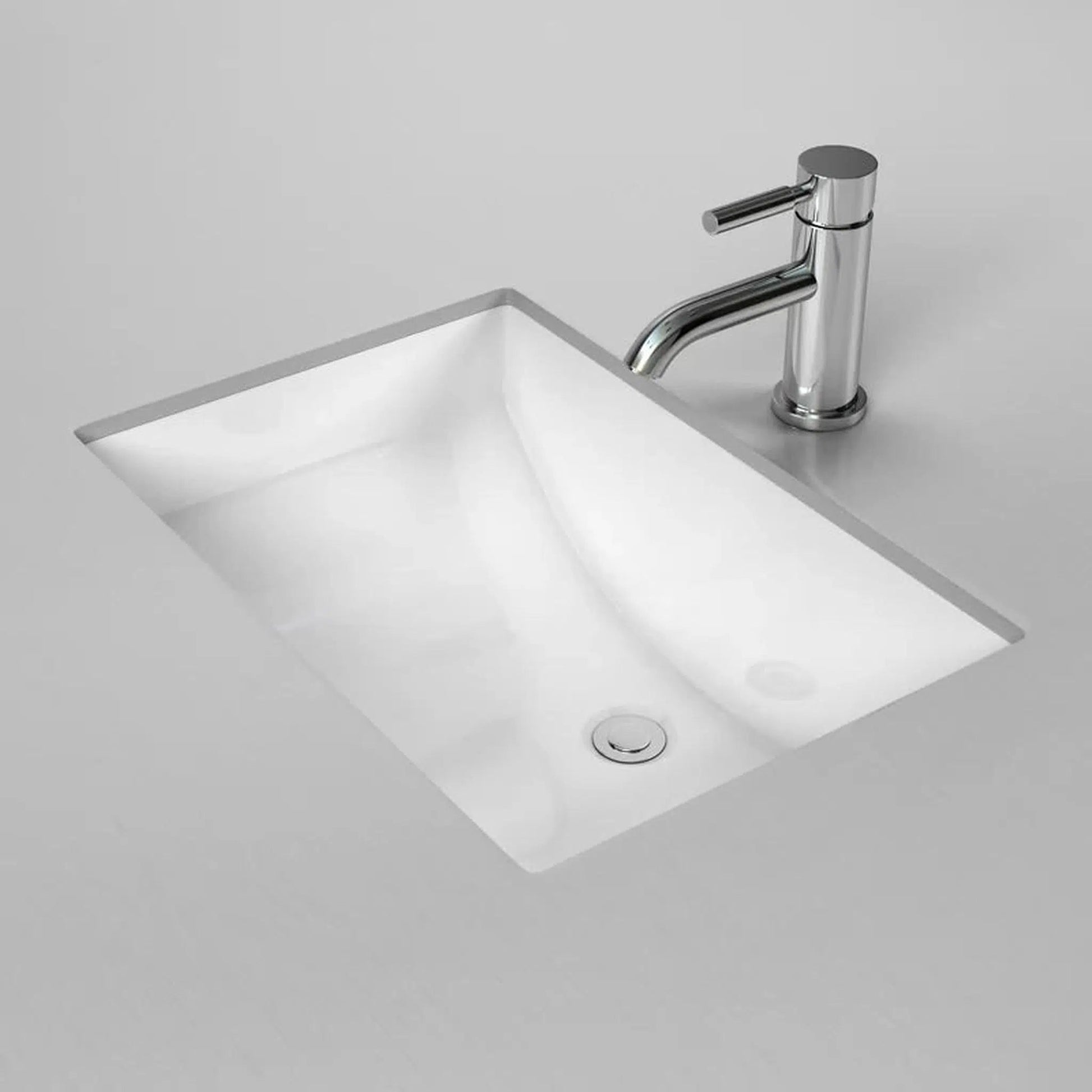 Cantrio Koncepts 21" x 15" Rectangle White Vitreous China Undermount Bathroom Lavatory Sink With Overflow Drain