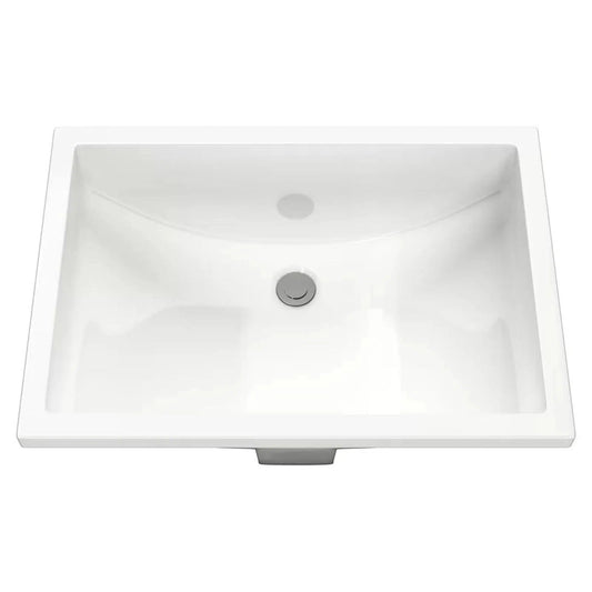 Cantrio Koncepts 21" x 15" Rectangle White Vitreous China Undermount Bathroom Lavatory Sink With Overflow Drain