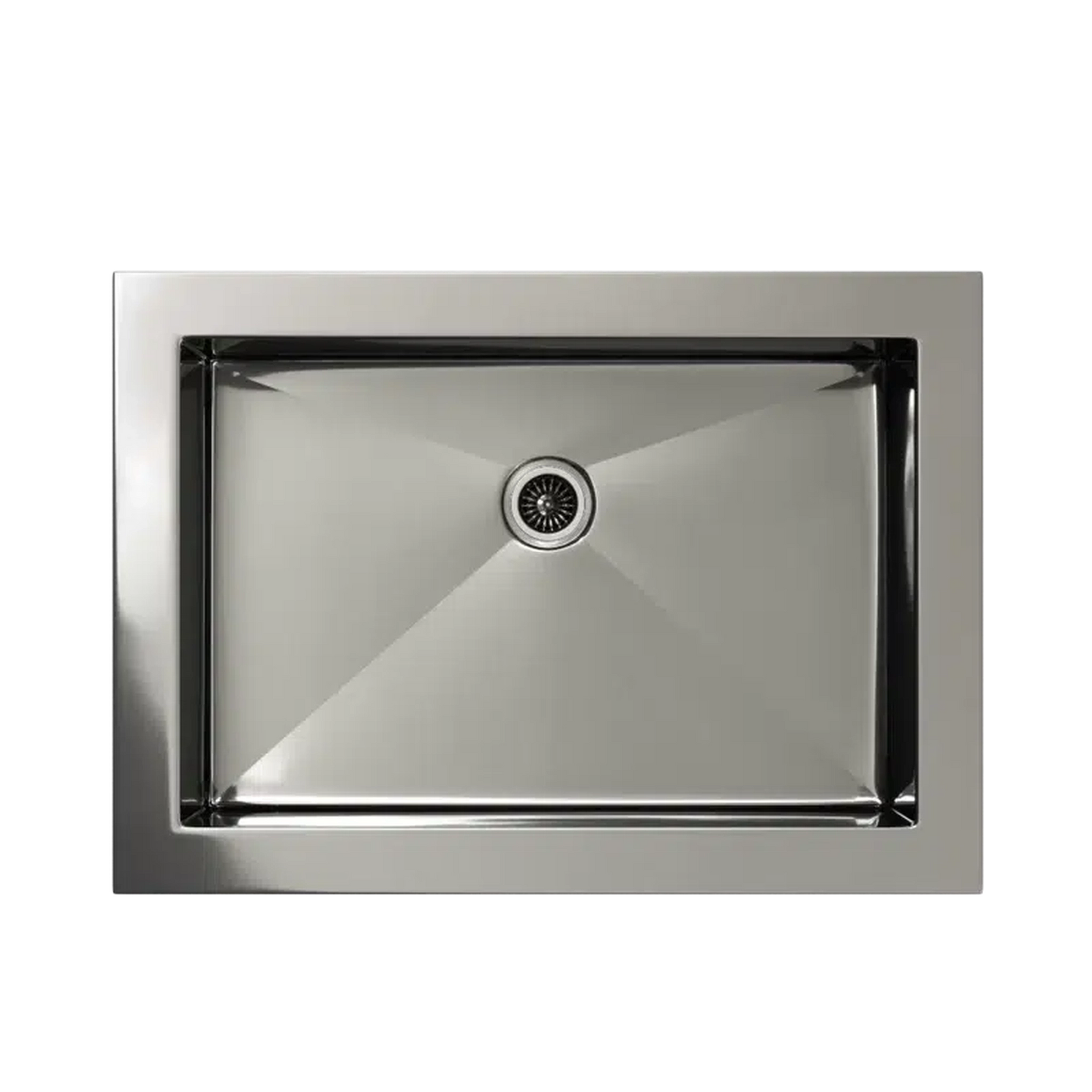 Cantrio Koncepts 23" Rectangle Polished Chrome Stainless Steel Drop-In Bathroom Lavatory Sink