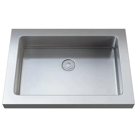 Cantrio Koncepts 23" Rectangle Polished Chrome Stainless Steel Drop-In Bathroom Lavatory Sink