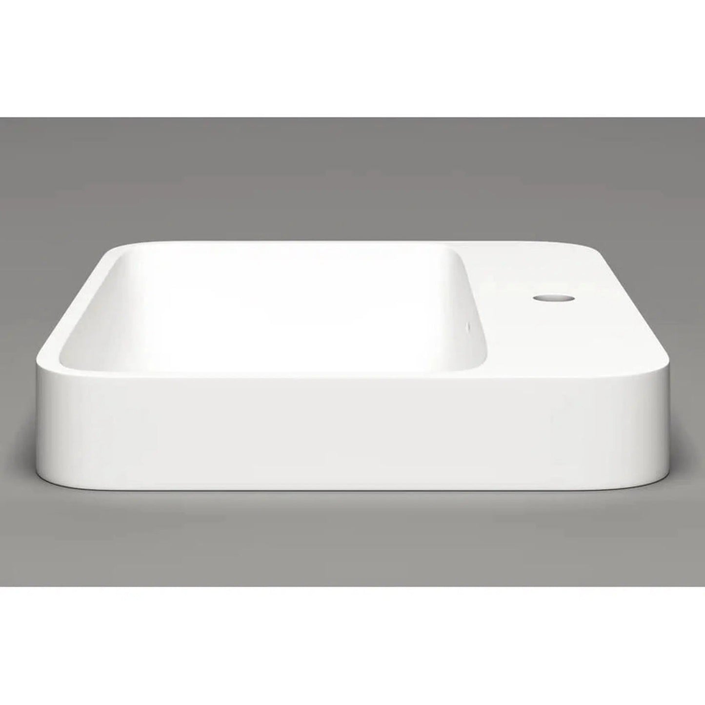 Cantrio Koncepts 23" Rectangle White Solid Surface Countertop Sink With Deck Mount Hole and Overflow Drain