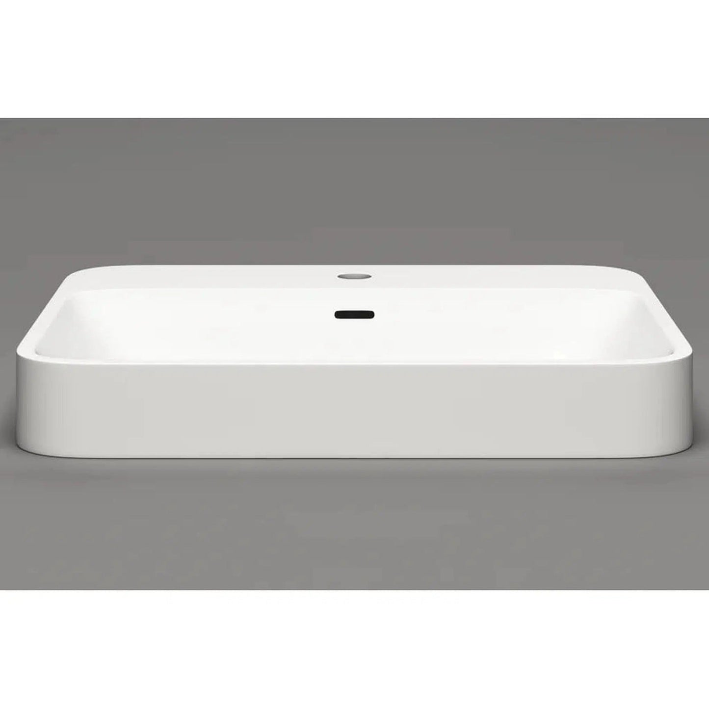 Cantrio Koncepts 23" Rectangle White Solid Surface Countertop Sink With Deck Mount Hole and Overflow Drain