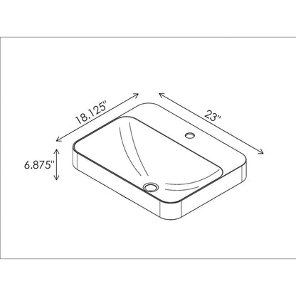 Cantrio Koncepts 23" Rectangle White Solid Surface Countertop Sink With Deck Mount Hole and Overflow Drain