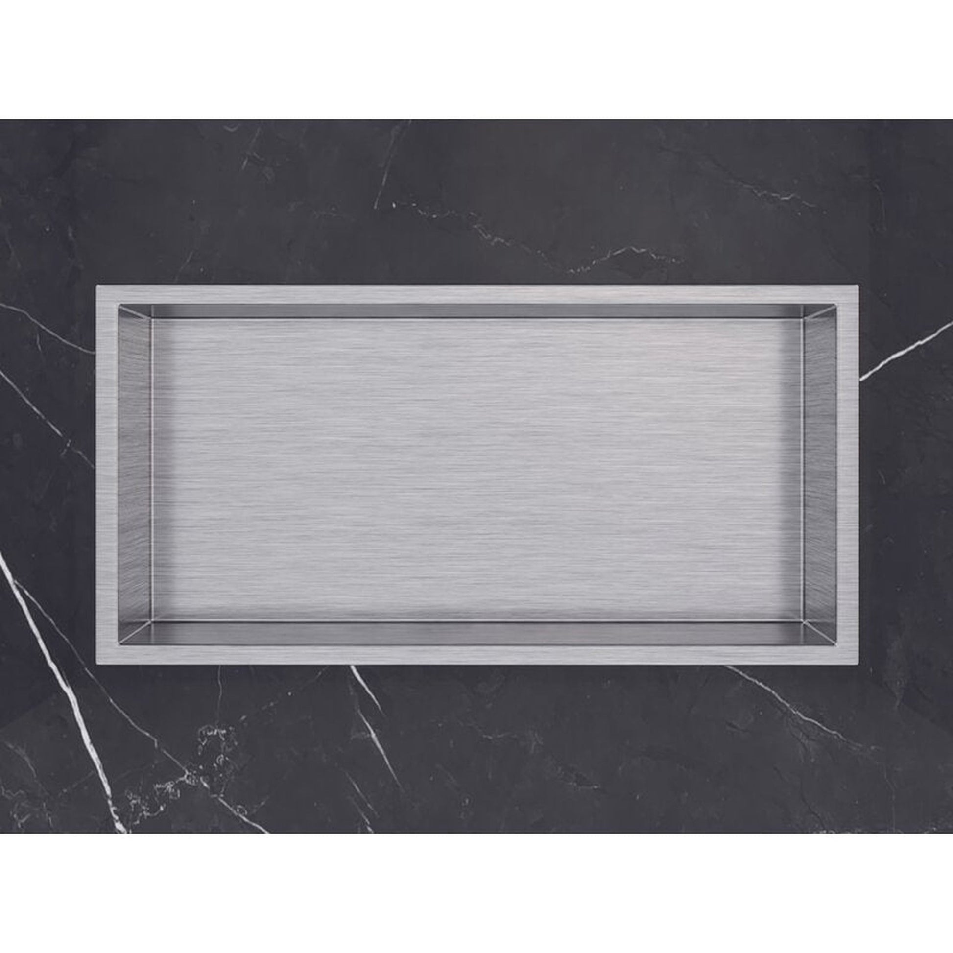 Cantrio Koncepts 24" 18-Gauge Rectangle Brushed Chrome Stainless Steel Recessed Shower Niche