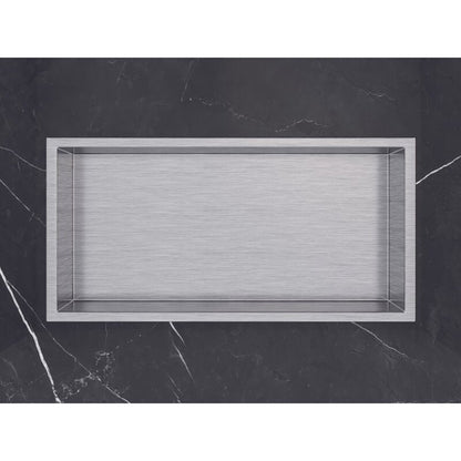 Cantrio Koncepts 24" 18-Gauge Rectangle Brushed Chrome Stainless Steel Recessed Shower Niche