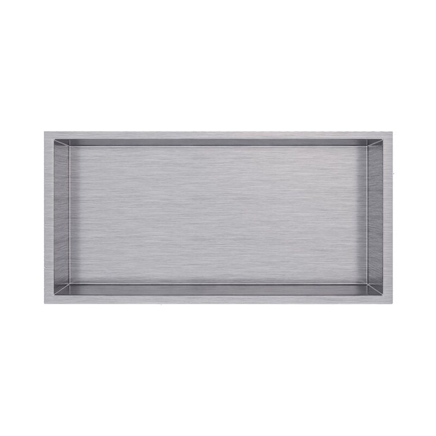 Cantrio Koncepts 24" 18-Gauge Rectangle Brushed Chrome Stainless Steel Recessed Shower Niche