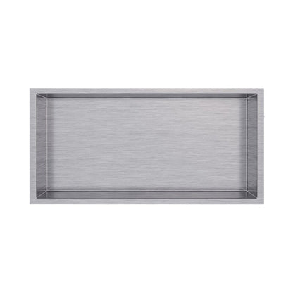 Cantrio Koncepts 24" 18-Gauge Rectangle Brushed Chrome Stainless Steel Recessed Shower Niche