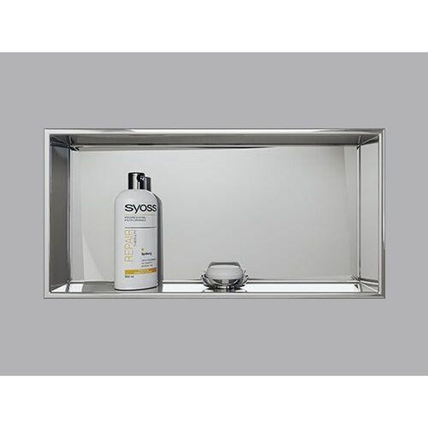 Cantrio Koncepts 24" 18-Gauge Rectangle Polished Chrome Stainless Steel Recessed Shower Niche