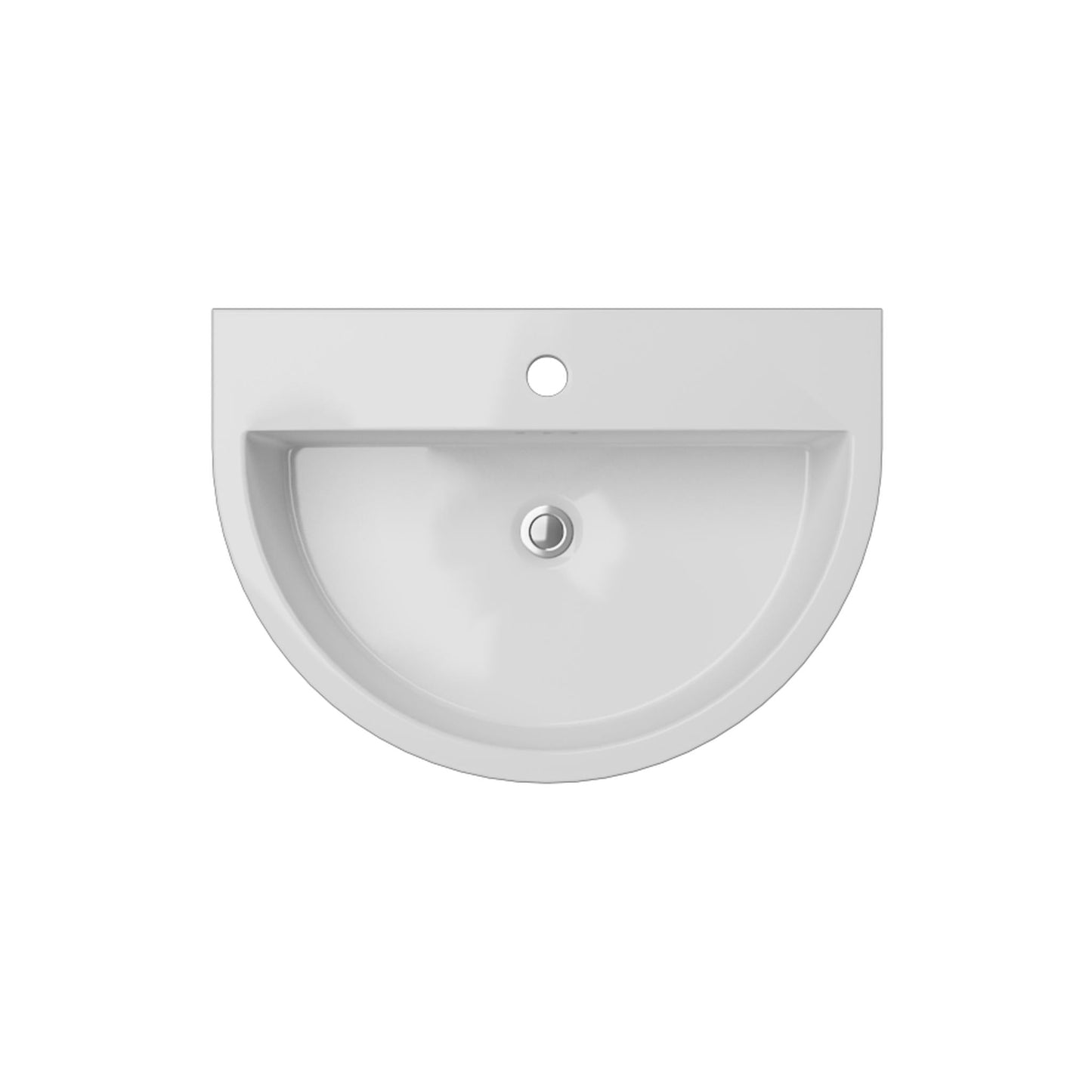 Cantrio Koncepts 24" x 17" White D-Shaped Vitreous China Wall-Mounted Sink With Overflow and Single Faucet Hole