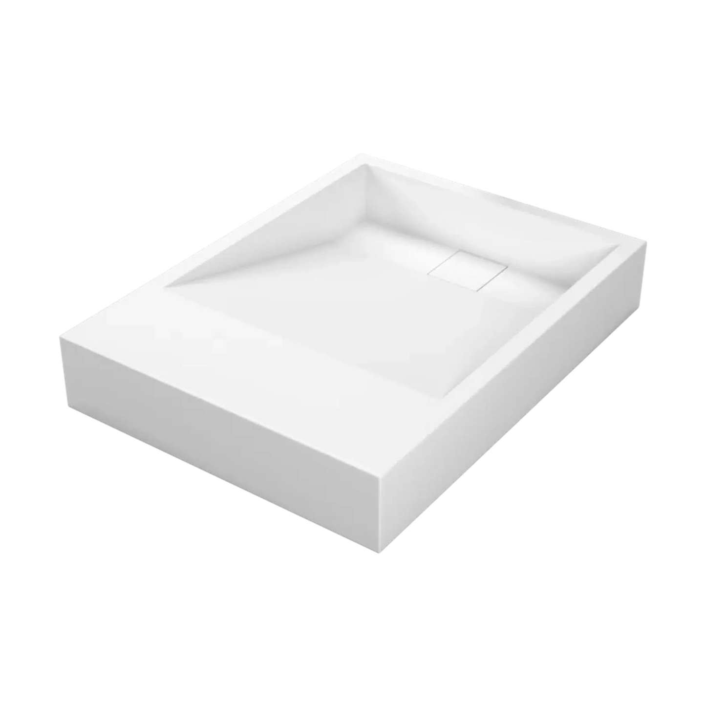 Cantrio Koncepts 24" x 18" Rectangle White Solid Surface Countertop Sink With Concealed Drain