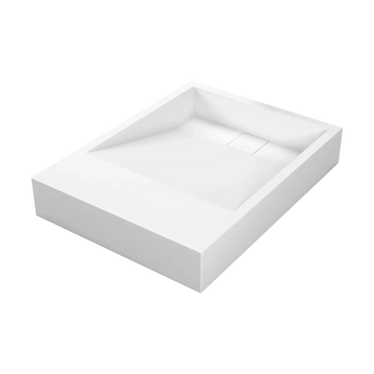 Cantrio Koncepts 24" x 18" Rectangle White Solid Surface Countertop Sink With Concealed Drain