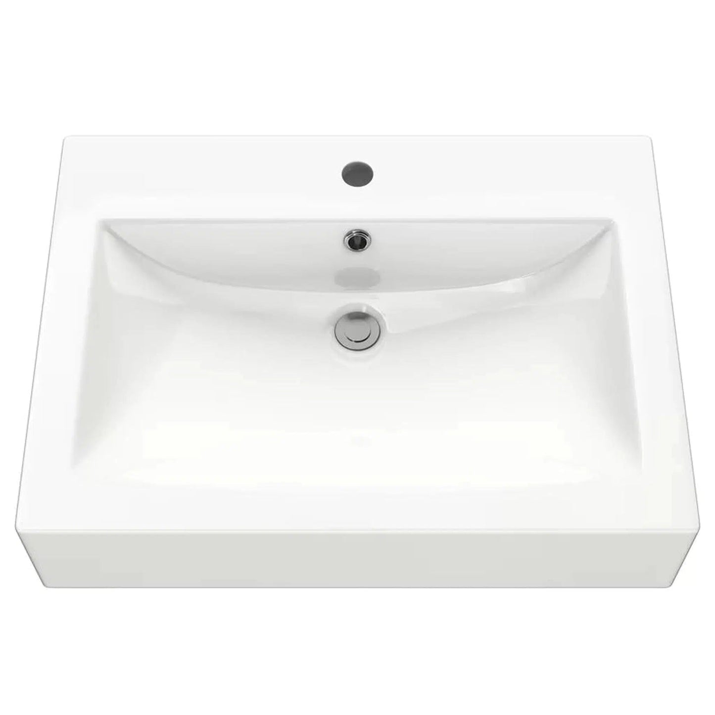 Cantrio Koncepts 24" x 18" Rectangle White Vitreous China Countertop Sink With Deck Mount Hole and Overflow Drain