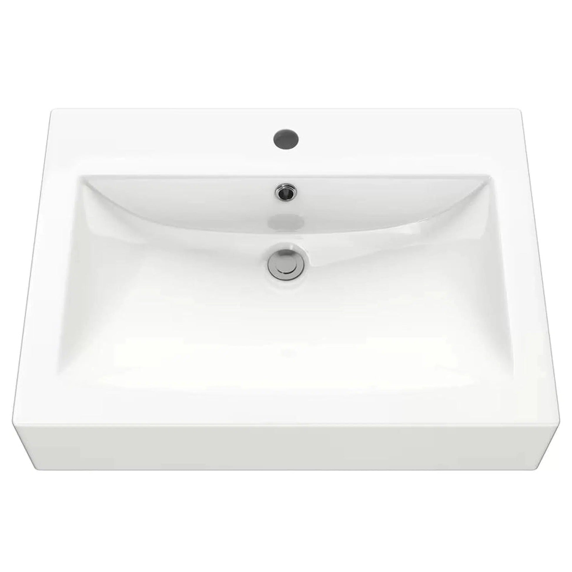 Cantrio Koncepts 24" x 18" Rectangle White Vitreous China Countertop Sink With Deck Mount Hole and Overflow Drain