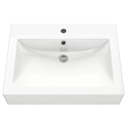 Cantrio Koncepts 24" x 18" Rectangle White Vitreous China Countertop Sink With Deck Mount Hole and Overflow Drain