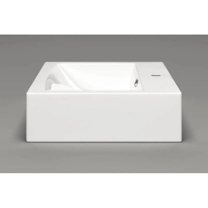 Cantrio Koncepts 24" x 18" Rectangle White Vitreous China Countertop Sink With Deck Mount Hole and Overflow Drain