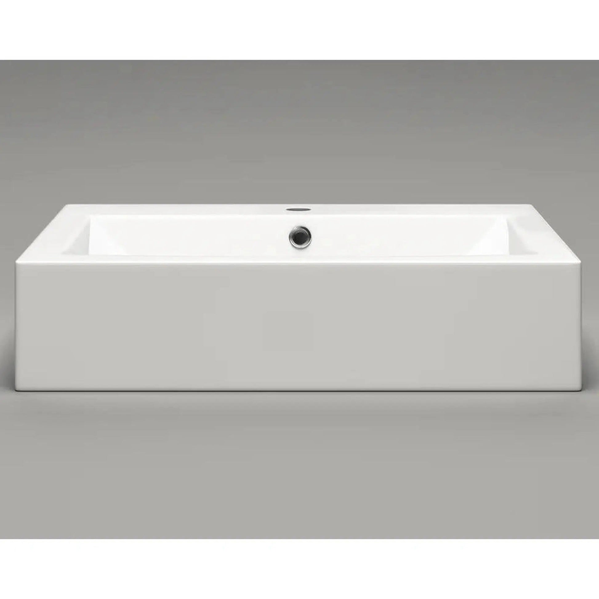 Cantrio Koncepts 24" x 18" Rectangle White Vitreous China Countertop Sink With Deck Mount Hole and Overflow Drain