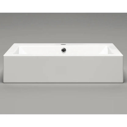 Cantrio Koncepts 24" x 18" Rectangle White Vitreous China Countertop Sink With Deck Mount Hole and Overflow Drain