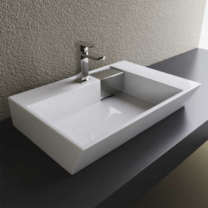 Cantrio Koncepts 26" x 18" White Vitreous China Oval Vessel Bathroom Sink With Overflow