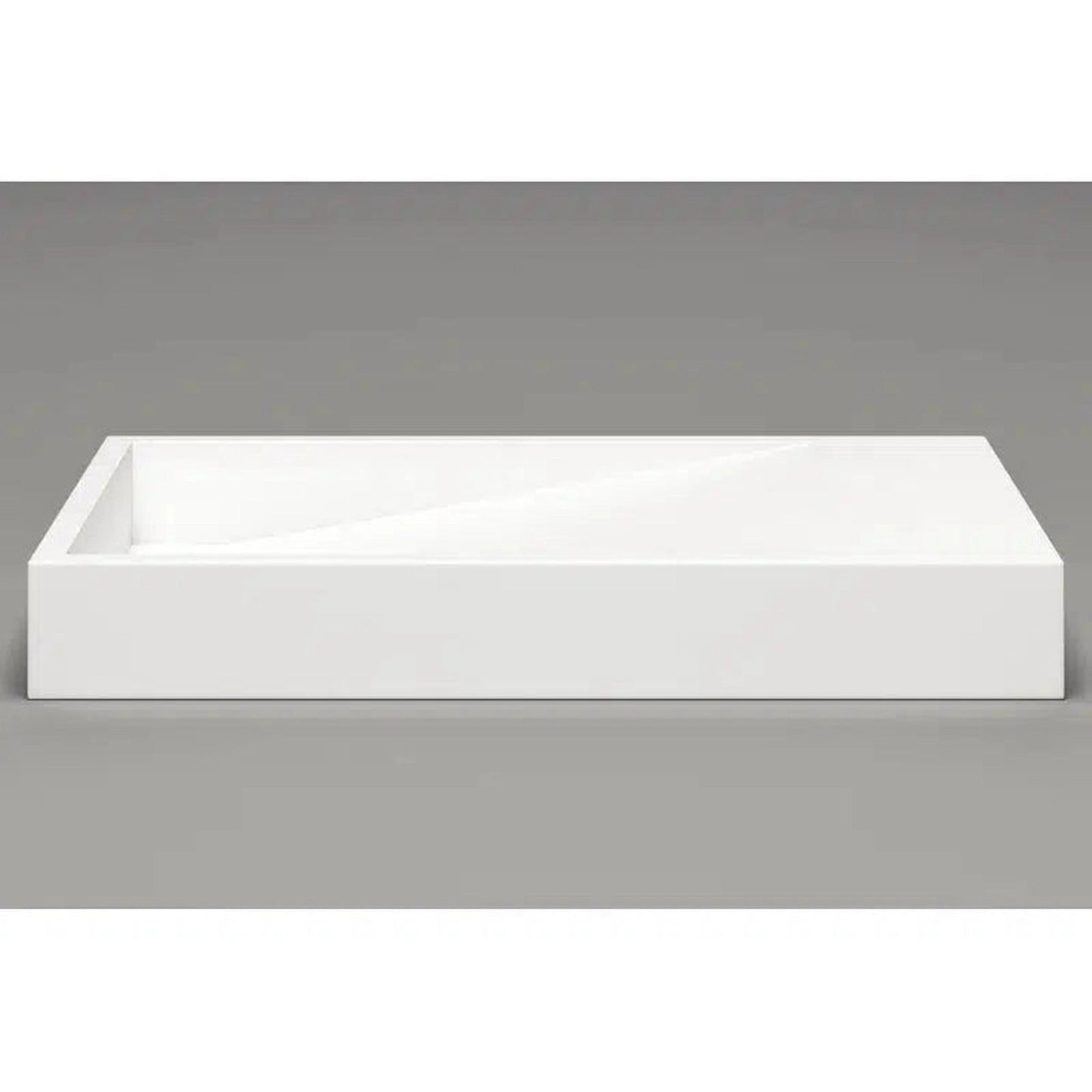 Cantrio Koncepts 30" x 18" Rectangle White Solid Surface Countertop Sink With Concealed Drain