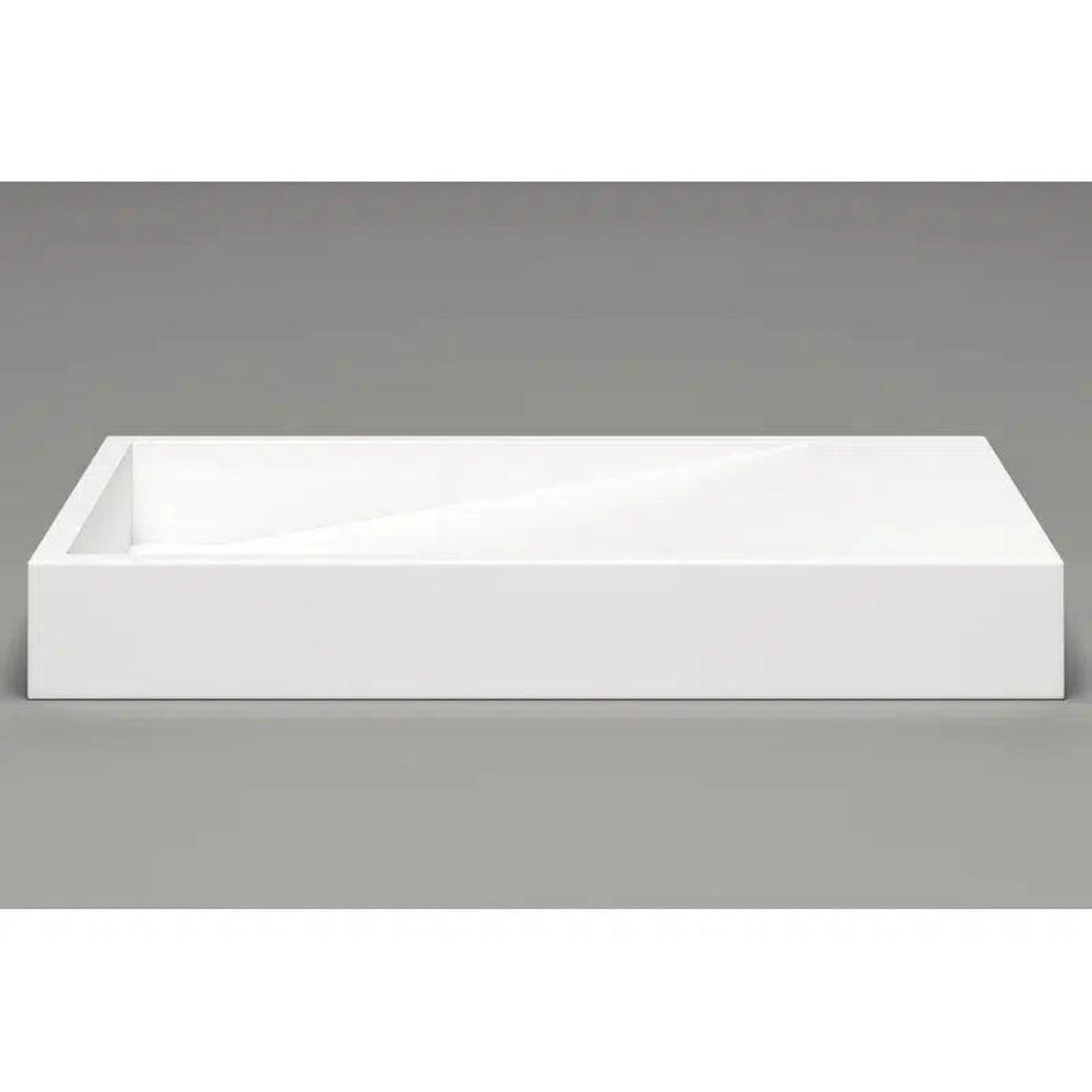 Cantrio Koncepts 30" x 18" Rectangle White Solid Surface Countertop Sink With Concealed Drain