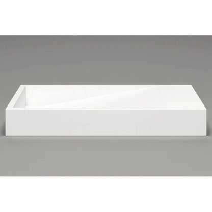 Cantrio Koncepts 30" x 18" Rectangle White Solid Surface Countertop Sink With Concealed Drain