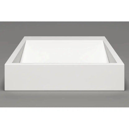 Cantrio Koncepts 30" x 18" Rectangle White Solid Surface Countertop Sink With Concealed Drain