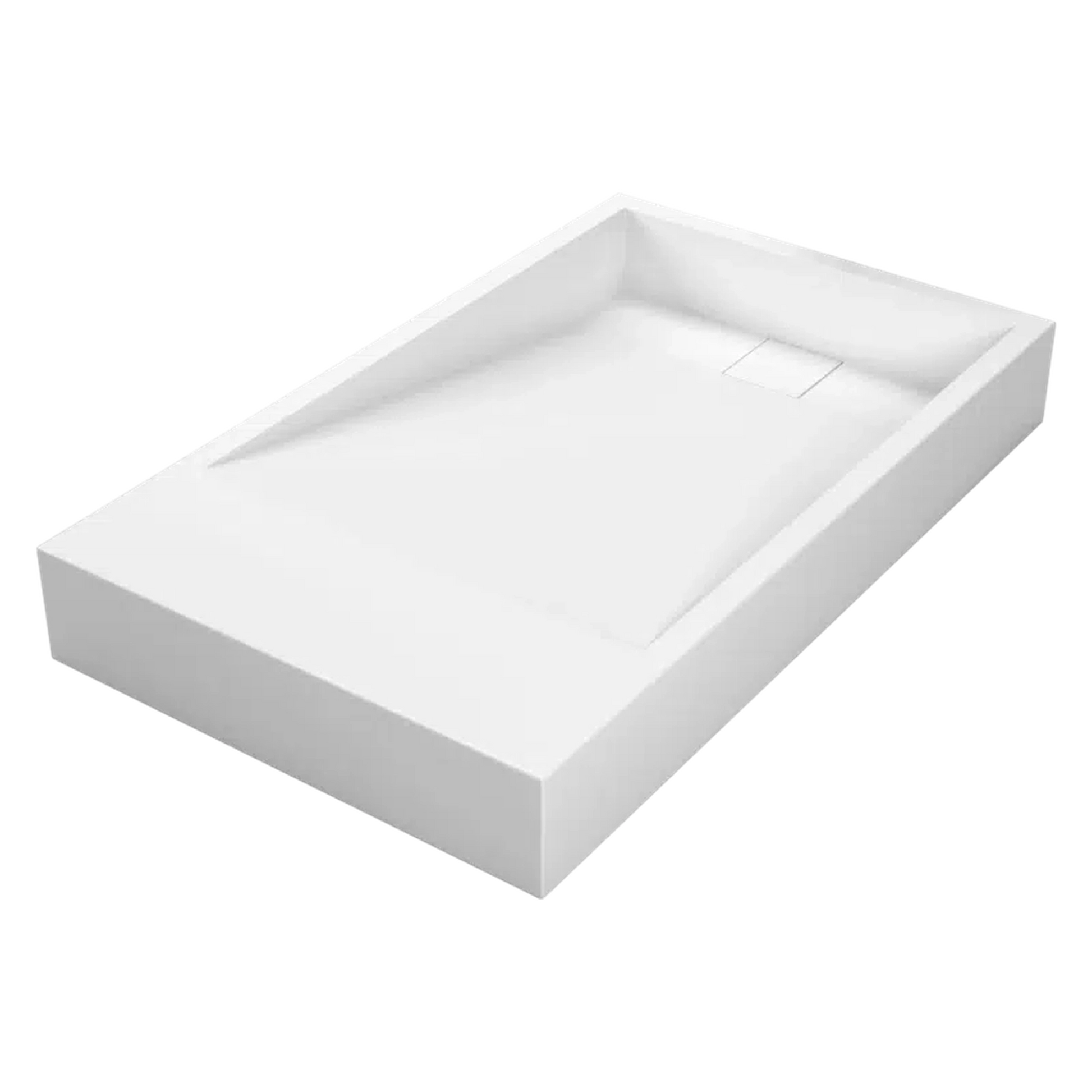 Cantrio Koncepts 30" x 18" Rectangle White Solid Surface Countertop Sink With Concealed Drain