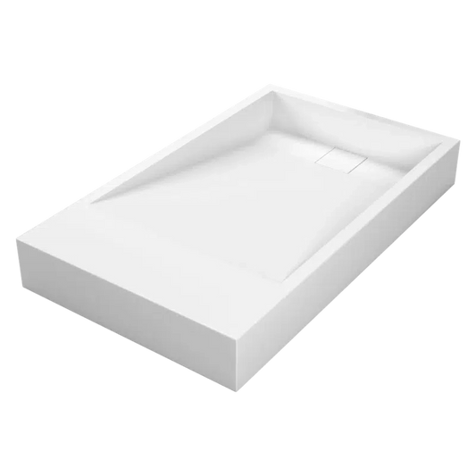 Cantrio Koncepts 30" x 18" Rectangle White Solid Surface Countertop Sink With Concealed Drain