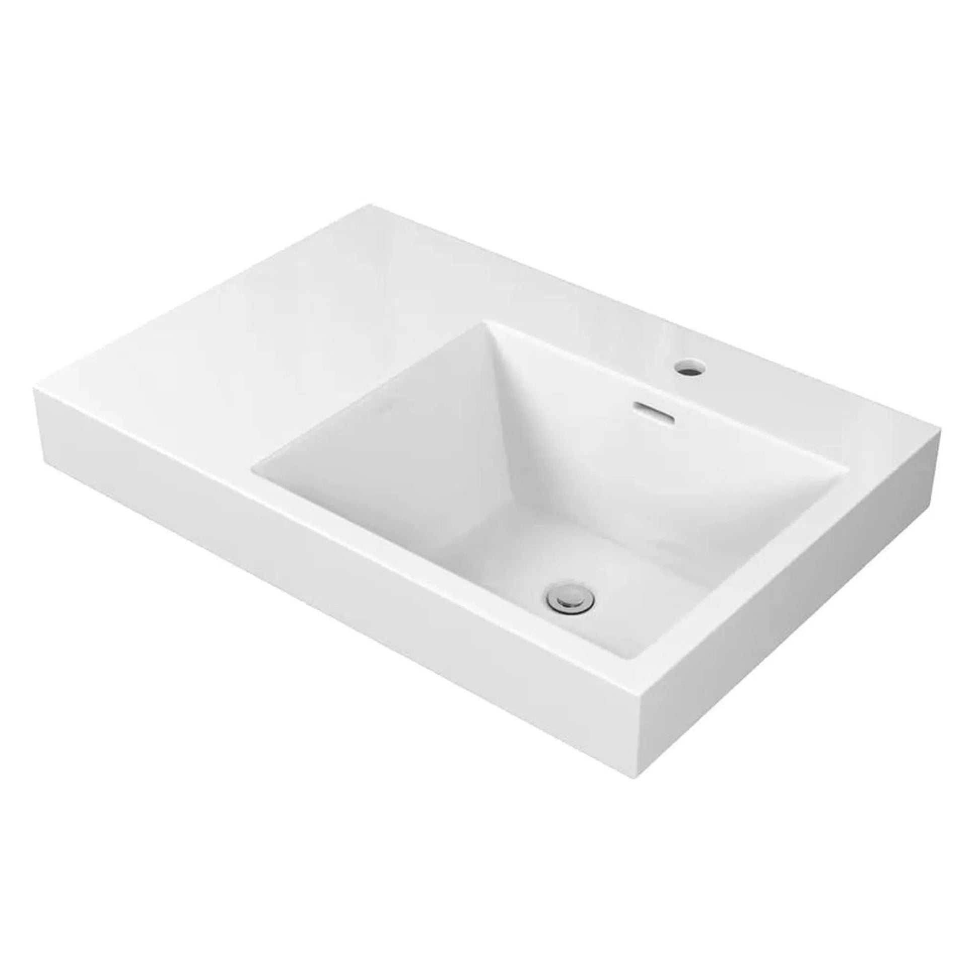 Cantrio Koncepts 30" x 20" Rectangle White Vitreous China Undermount or Top Mount Bathroom Lavatory Sink With Overflow Drain