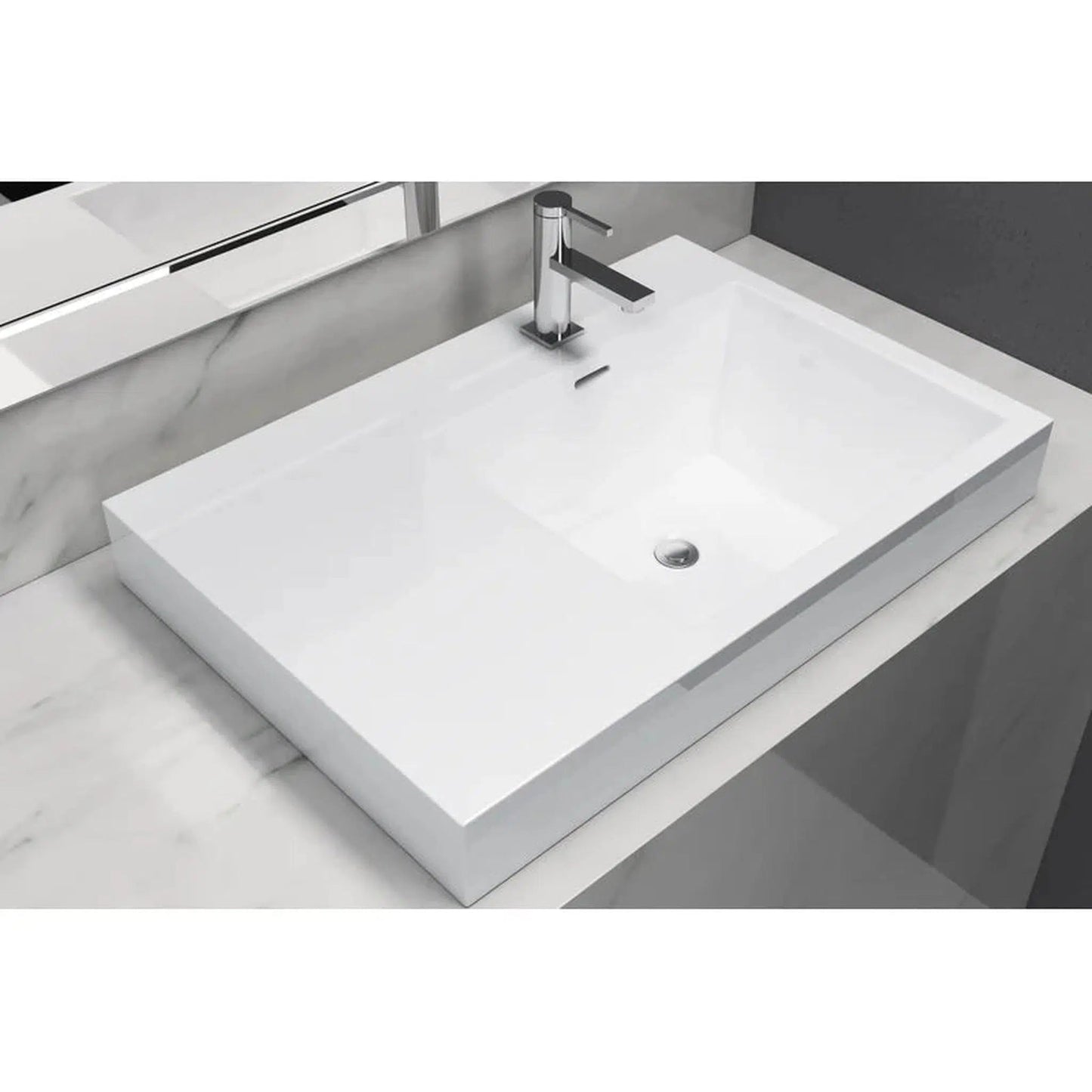 Cantrio Koncepts 30" x 20" Rectangle White Vitreous China Undermount or Top Mount Bathroom Lavatory Sink With Overflow Drain