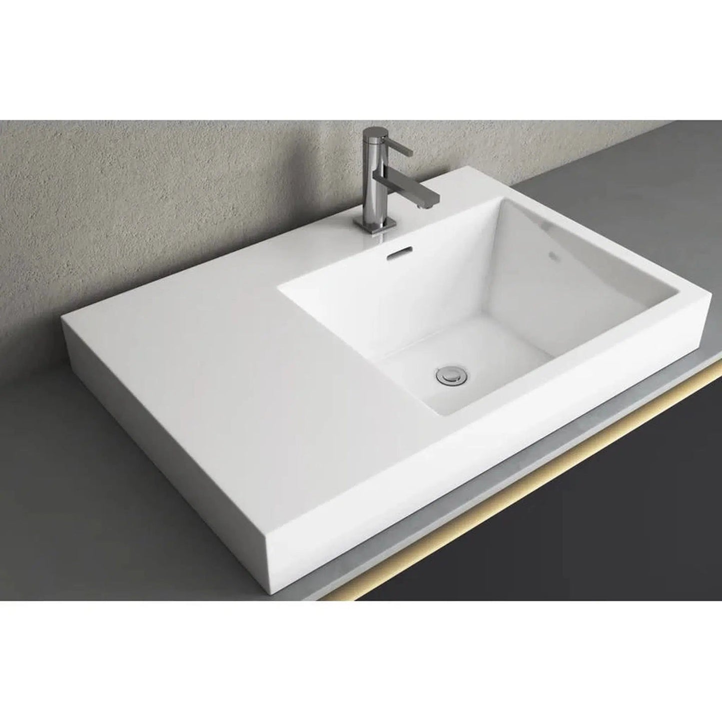 Cantrio Koncepts 30" x 20" Rectangle White Vitreous China Undermount or Top Mount Bathroom Lavatory Sink With Overflow Drain