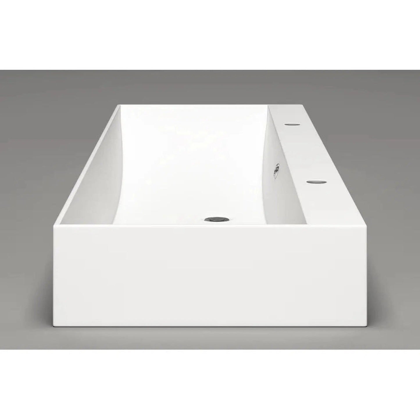 Cantrio Koncepts 50" x 17" Rectangle White Solid Surface Countertop Sink With Deck Mount Hole and Overflow Drain