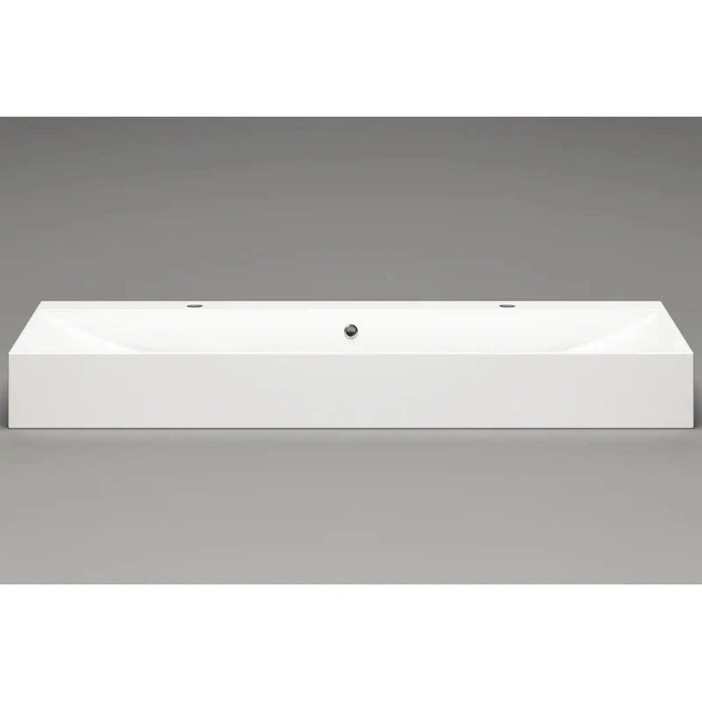 Cantrio Koncepts 50" x 17" Rectangle White Solid Surface Countertop Sink With Deck Mount Hole and Overflow Drain