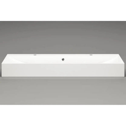 Cantrio Koncepts 50" x 17" Rectangle White Solid Surface Countertop Sink With Deck Mount Hole and Overflow Drain