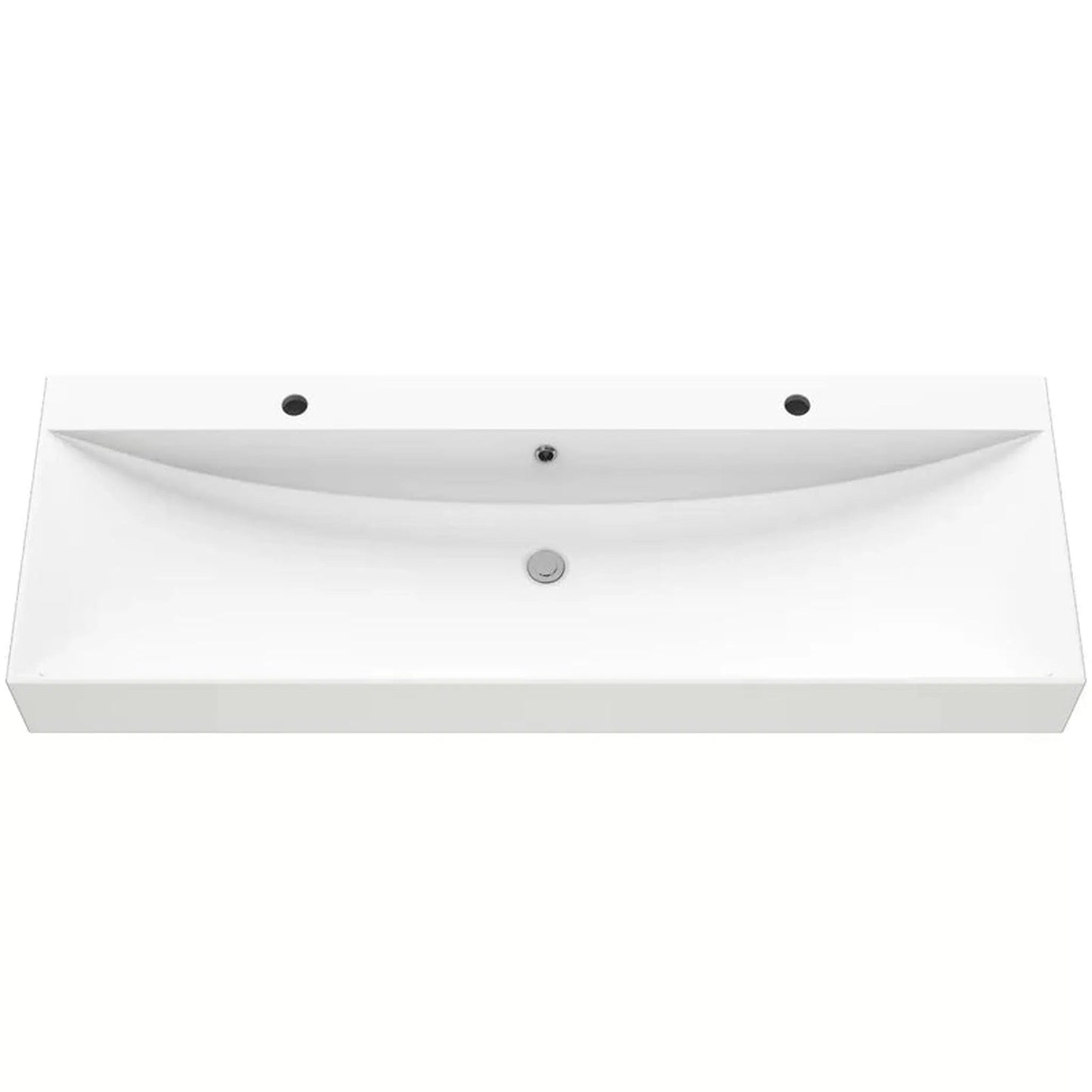 Cantrio Koncepts 50" x 17" Rectangle White Solid Surface Countertop Sink With Deck Mount Hole and Overflow Drain