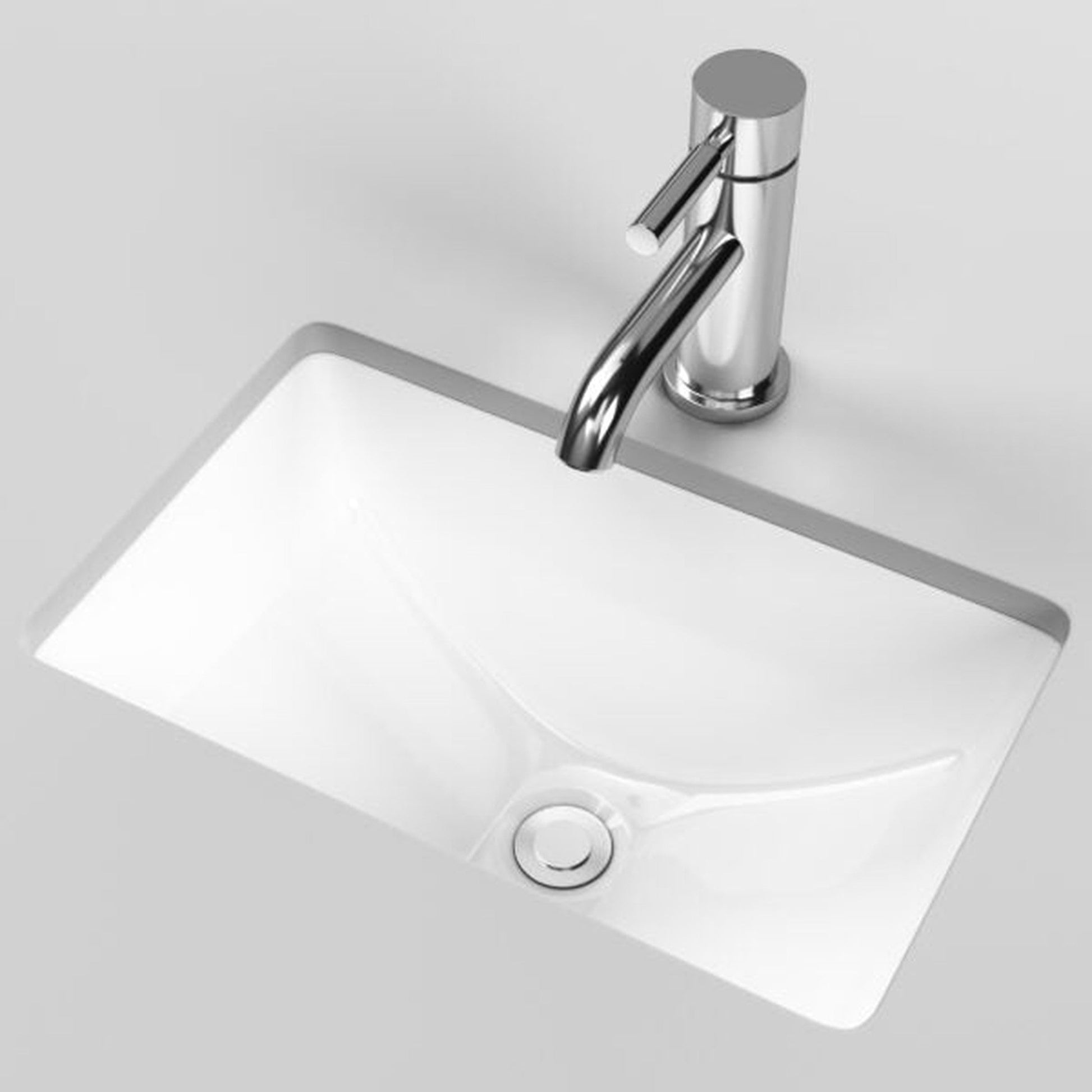 Cantrio Koncepts Rectangle White Porcelain Undermount Bathroom Lavatory Sink With Overflow Drain