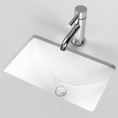 Cantrio Koncepts Rectangle White Porcelain Undermount Bathroom Lavatory Sink With Overflow Drain