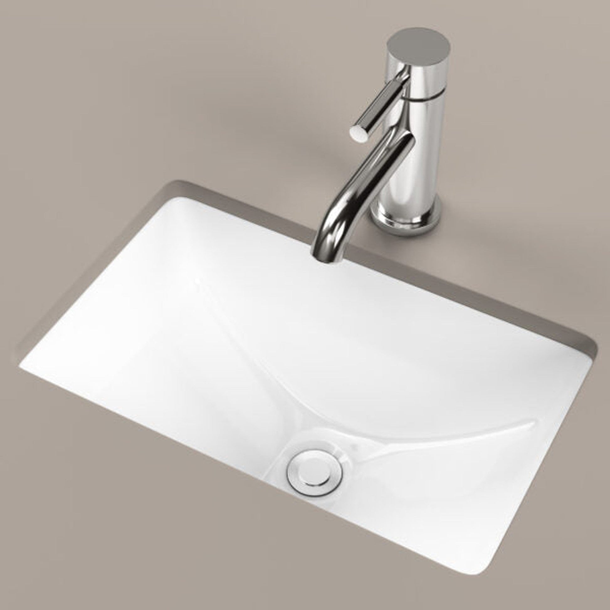 Cantrio Koncepts Rectangle White Porcelain Undermount Bathroom Lavatory Sink With Overflow Drain