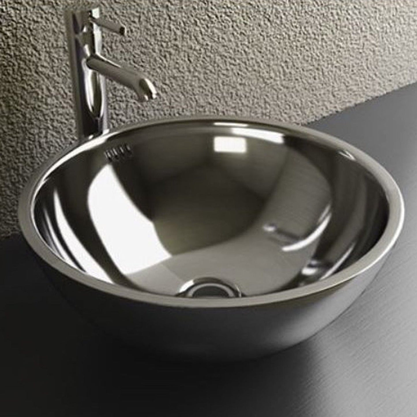 Cantrio Koncepts Round Stainless Steel Polished Exterior / Brushed Interior Vessel Sink With Overflow