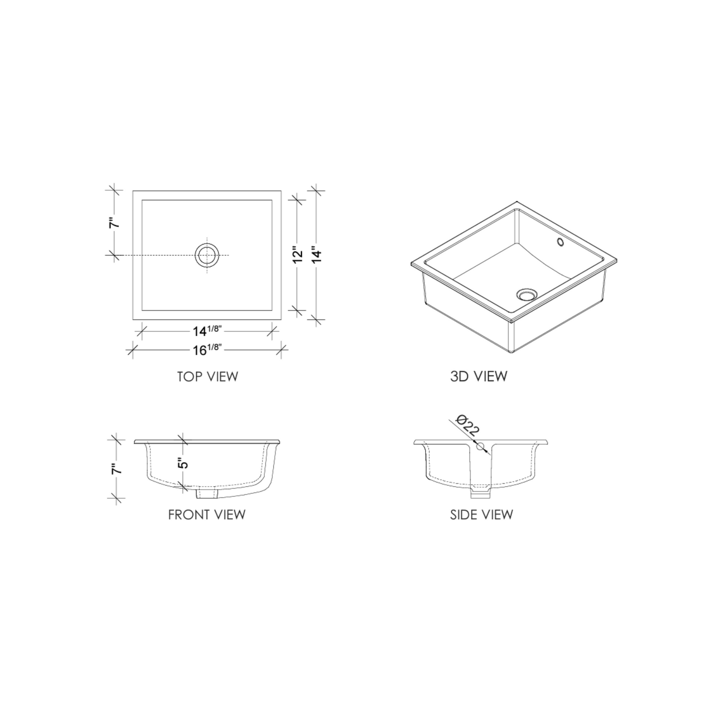 Cantrio Koncepts Square White Porcelain Undermount Bathroom Lavatory Sink With Overflow Drain