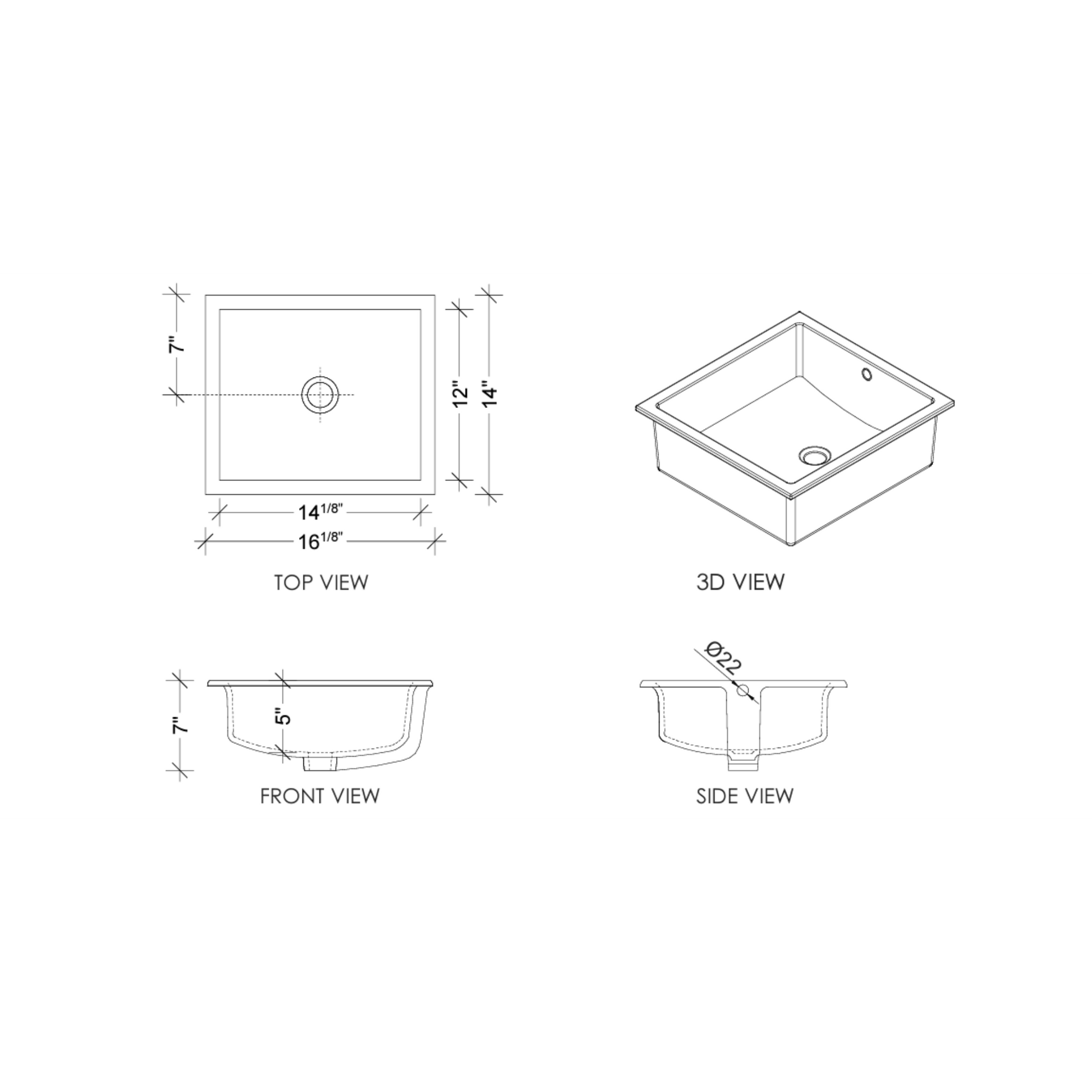 Cantrio Koncepts Square White Porcelain Undermount Bathroom Lavatory Sink With Overflow Drain