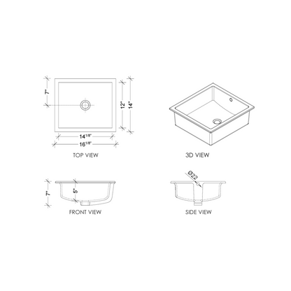 Cantrio Koncepts Square White Porcelain Undermount Bathroom Lavatory Sink With Overflow Drain