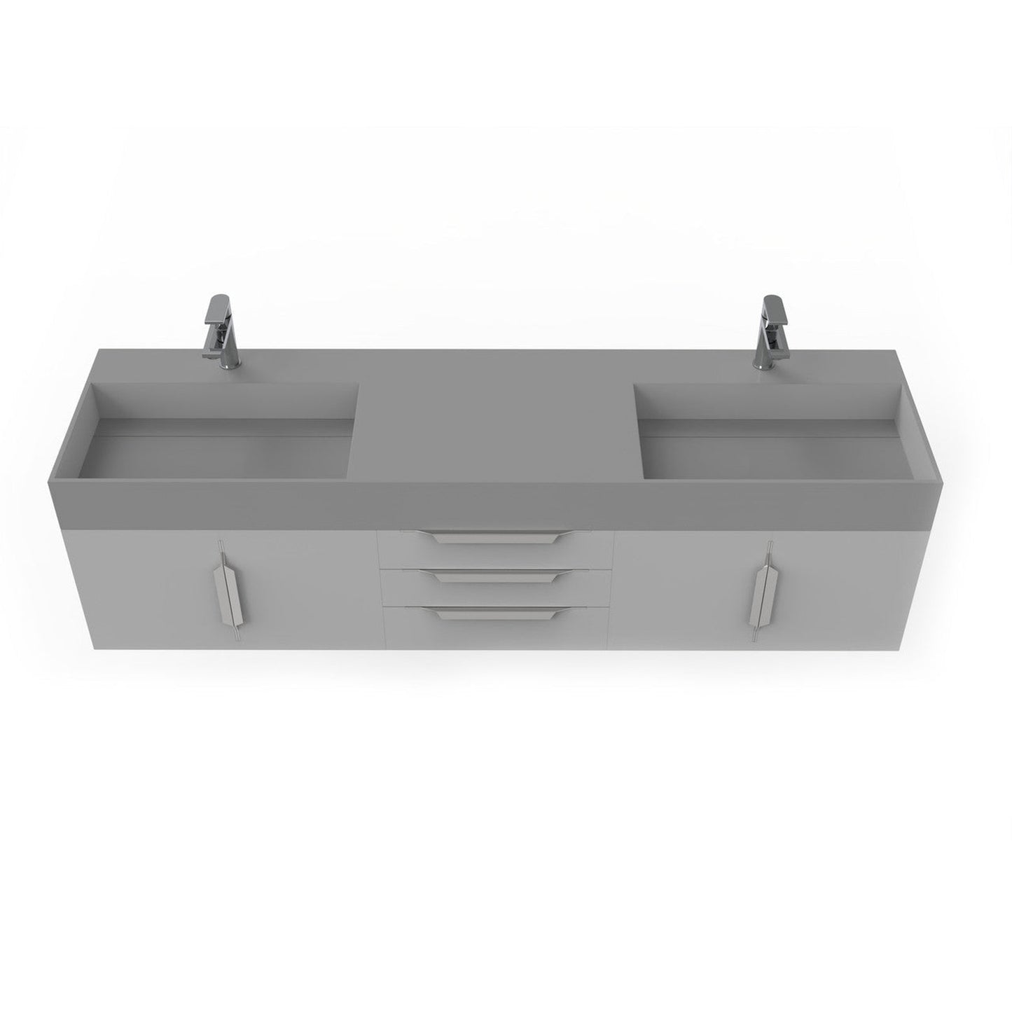 Castello USA Amazon 72" Gray Double Vanity Set With Gray Top and Chrome Handles
