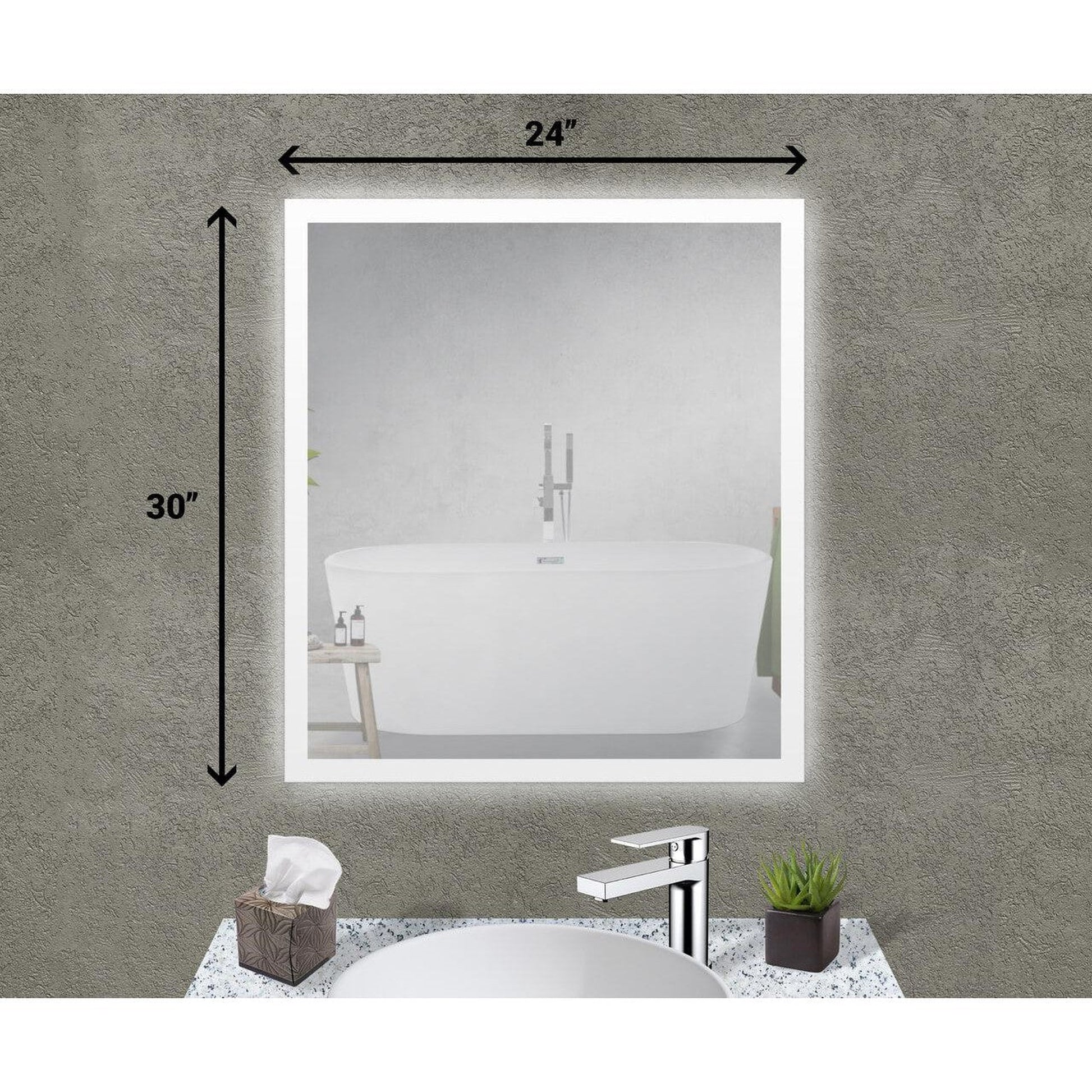 Castello USA Angelina 24" x 30" LED Bathroom Mirror With Sensor Button