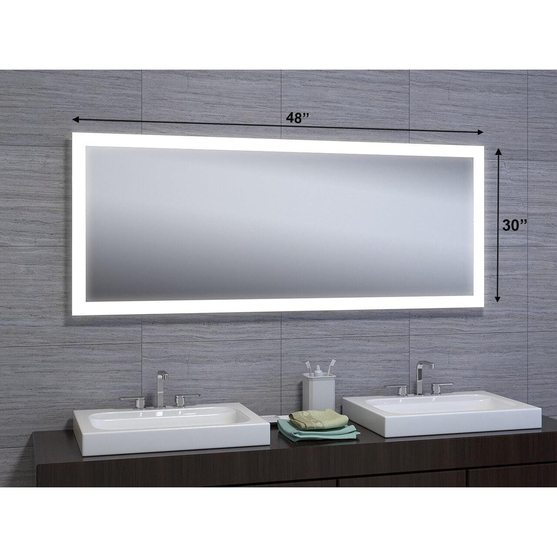 Castello USA Angelina 48" x 30" LED Bathroom Mirror With On/Off Sensor