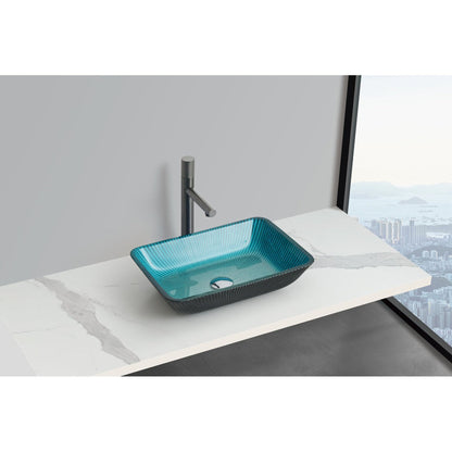 Castello USA Arete 18" Aqua Blue Glass Crystal Vessel Sink