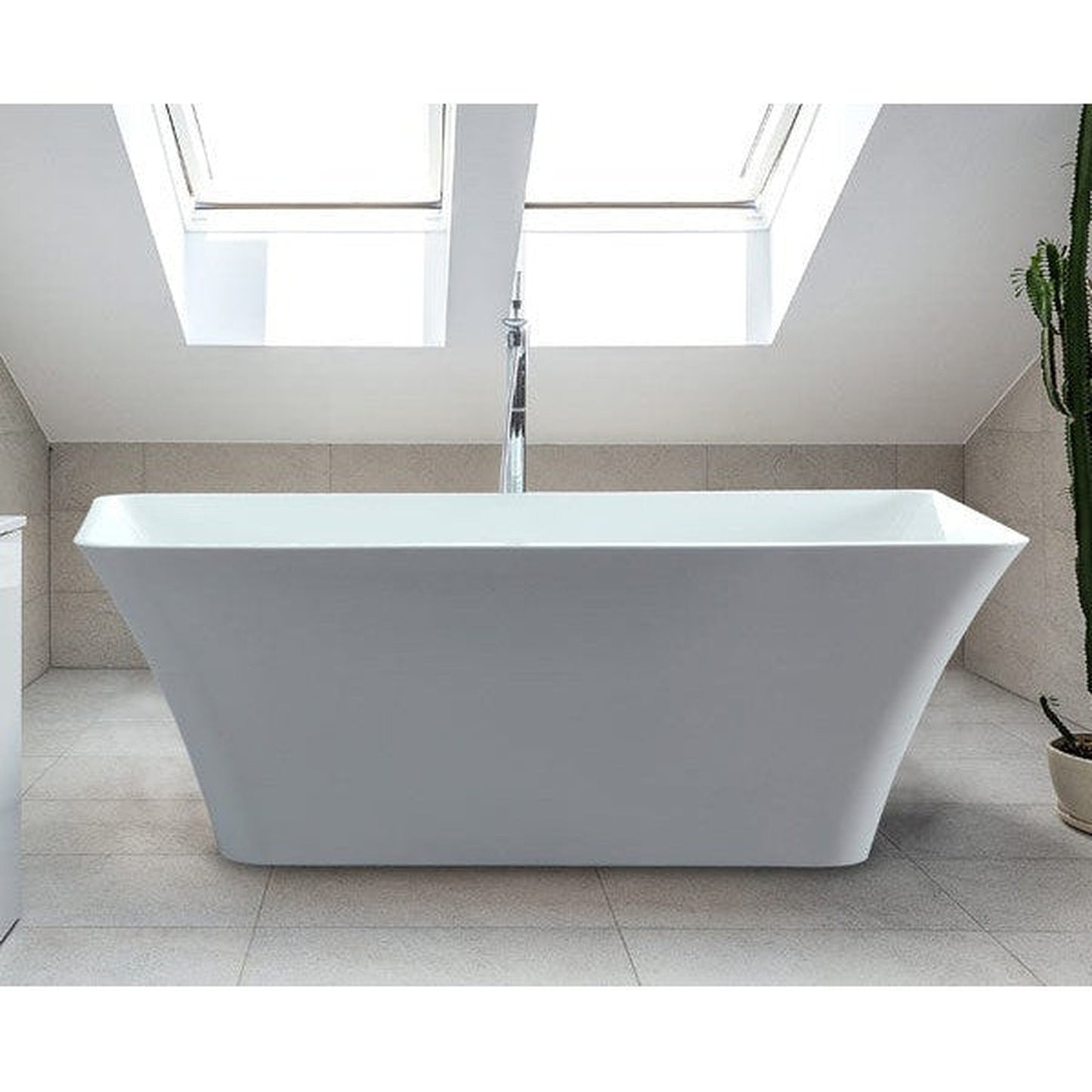Castello USA Blaire 59" White Acrylic Freestanding Bathtub With Pop-up Drain