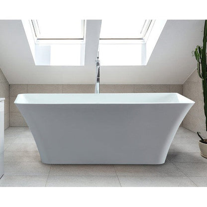 Castello USA Blaire 67" White Acrylic Freestanding Bathtub With Pop-up Drain