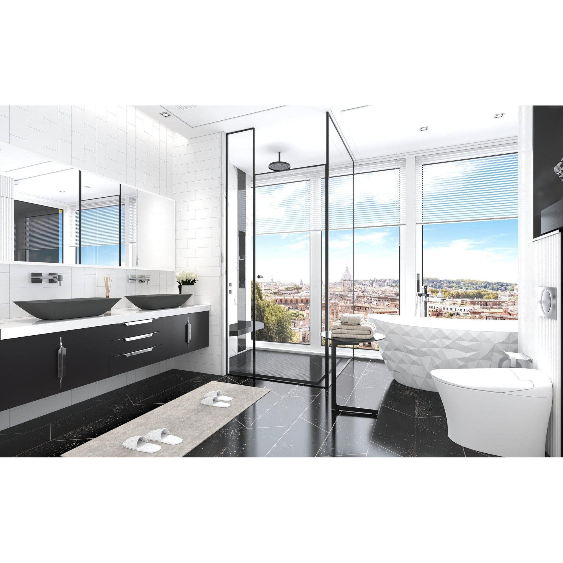 Castello USA Bonnie 22" Black Glass Crystal Vessel Sink