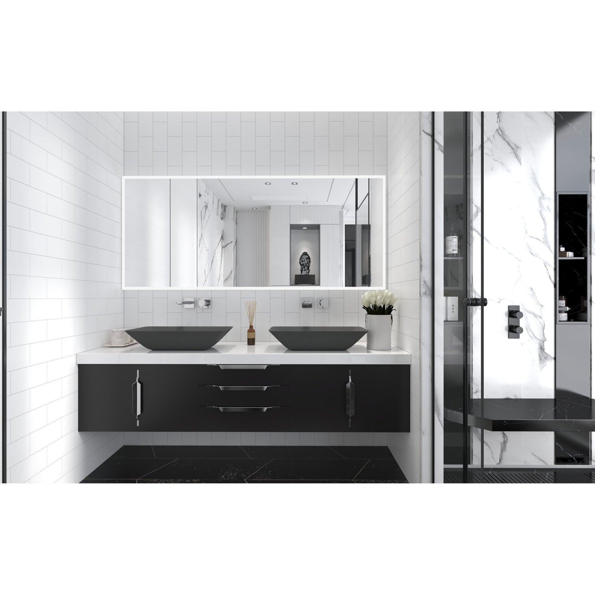 Castello USA Bonnie 22" Black Glass Crystal Vessel Sink